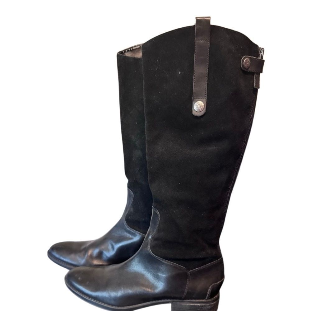 Sam Edelman- Genuine Leather Suede Boack Pembroke Tall Riding Boots, Size 8.5